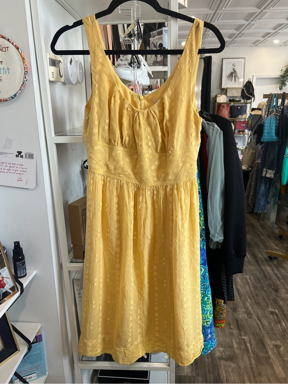 Vince Sunlit Yellow Sleeveless Eyelet Dress